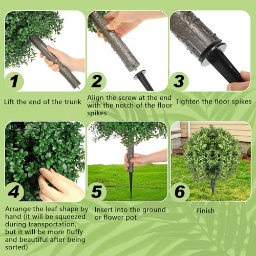2 Pcs Artificial Boxwood Topiary Balls, 16-Inch UV Resistant Faux Shrubs