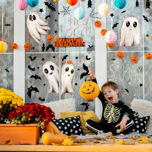 6 Sheets Halloween Ghost Window Clings - Waterproof Reusable Decals
