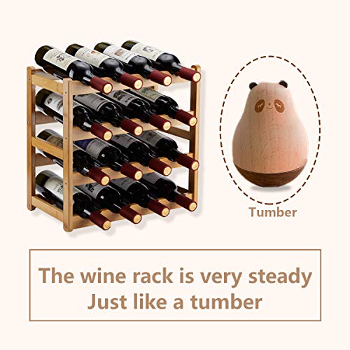 4-Tier Bamboo Wine Rack - Countertop 16-Bottle Storage Shelf