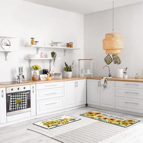 10-Piece Sunflower Kitchen Decor Set: Oven Mitts, Pot Holders, Rugs, Towels
