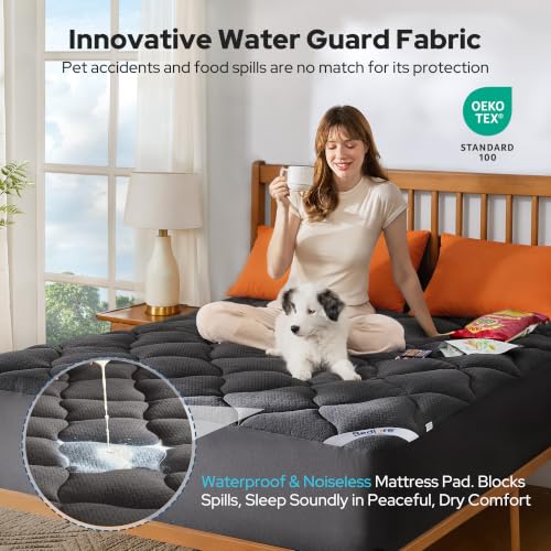 BEDLORE Waterproof Queen Mattress Pad - Quilted Fitted Mattress Protector
