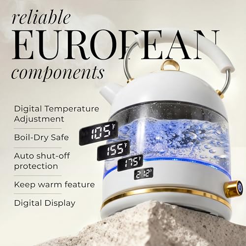 Electric Kettle with Temperature Control, 1500W Fast Boil Glass Tea Kettle