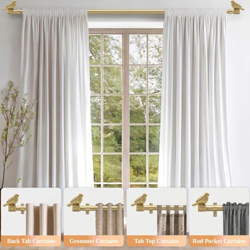 Antique Gold Bird Curtain Rod Finials for 1 or 7/8 Inch Rods (2 Pack)