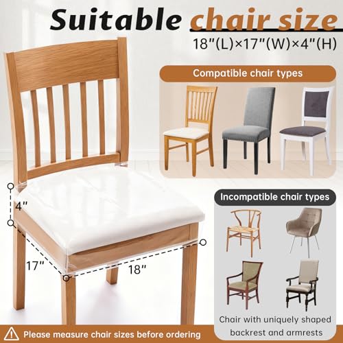 Clear Dining Chair Covers - 4 Pack, 17"D x 18"W x 4"H, Waterproof & Stain Resistant