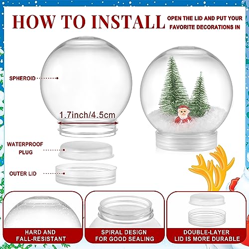 Clear Plastic DIY Snow Globes (6 Pack) - 3.6 Inch Fillable Craft Globes