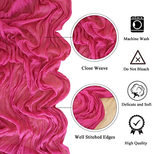 FANPROMS Pink Cheesecloth Table Runner 35 x 10Ft 6 Pack for Wedding & Event Decor