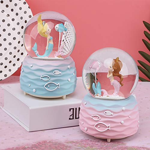 Mermaid Snow Globe Musical Box with Color-Changing LED Lights