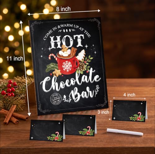 Hot Chocolate Bar Sign Set with 10 Tent Cards & Marker - AtoMCJX Christmas Party Supplies (Cup 1)