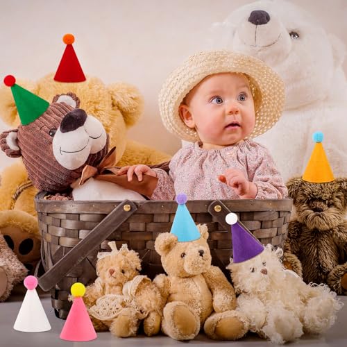 10 Pcs Colorful Mini Paper Cone Party Hats for Stuffed Animals and Pets