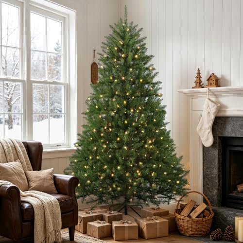 Aovotreena 6FT Pre-Lit Christmas Tree with 300 Warm White Lights (Warm White) 46in Dia