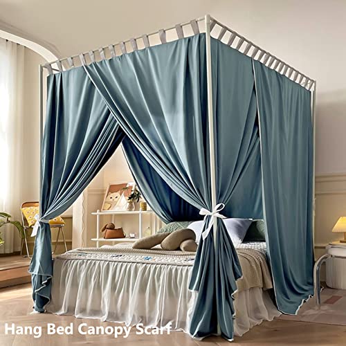 Twin Size Metal Canopy Bed Frame Posts - Four Corner Bracket Set, White