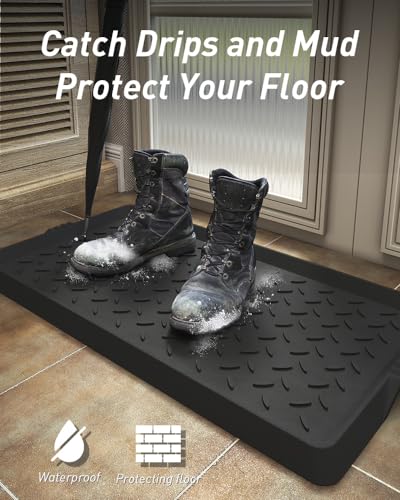 Heavy Duty Rubber Boot Tray - 16x27.5 Inch Waterproof Shoe Mat for Entryway