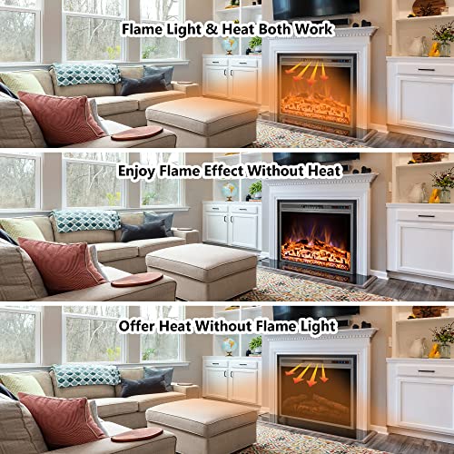 40-Inch Electric Fireplace Insert Recessed Heater with Remote Control