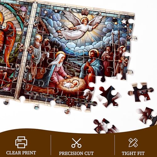 Rideomon Christmas Advent Calendar Puzzle 2026 - 1008 Piece Stained Glass Jesus Life, 24 Days Holiday Countdown, Family Decor - Christmas A