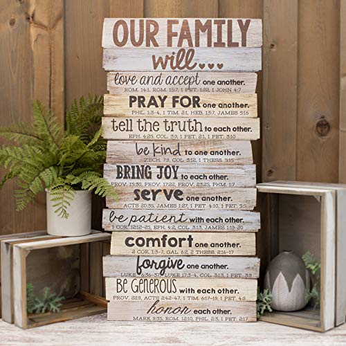 Rustic Wooden Plaque with Scripture - Family Love Wall Decor 15.25x29.25 inches