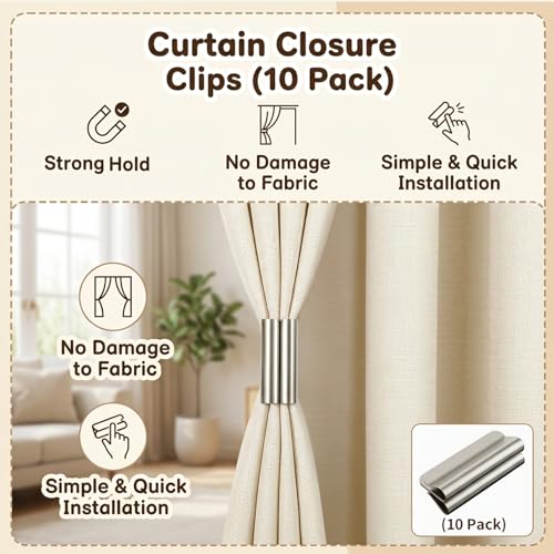 10-Pack Magnetic Curtain Clips - Secure Curtain Closures for Home Decor