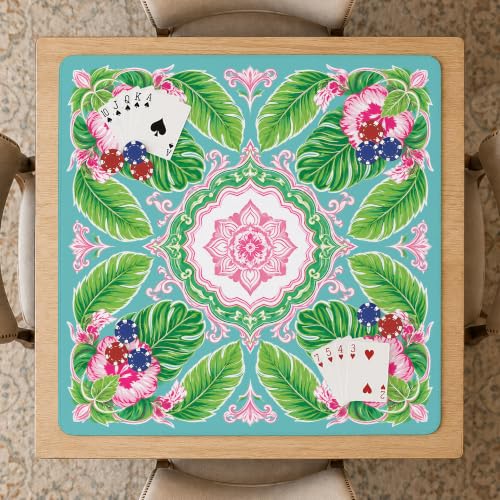 Floral Mahjong Table Mat 31.5" x 31.5" Anti-Slip Noise-Reducing Play Surface