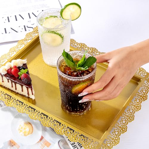 12-Pack 14 oz Embossed Plastic Drinking Glasses, Vintage Ribbed Water Cups