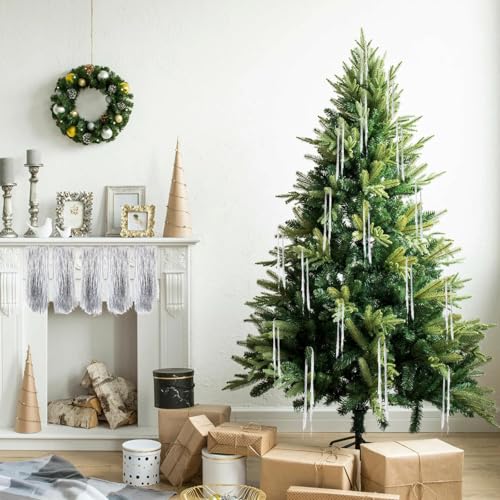 Silver Christmas Tinsel Icicles - 2000 Strands Iridescent Tree Decor, 19.7"