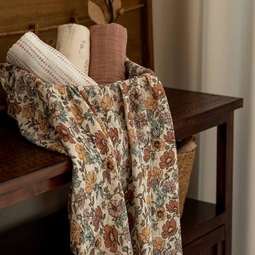 Muslin Baby Swaddle Blankets 4-Pack - Soft 100% Cotton Receiving Wrap