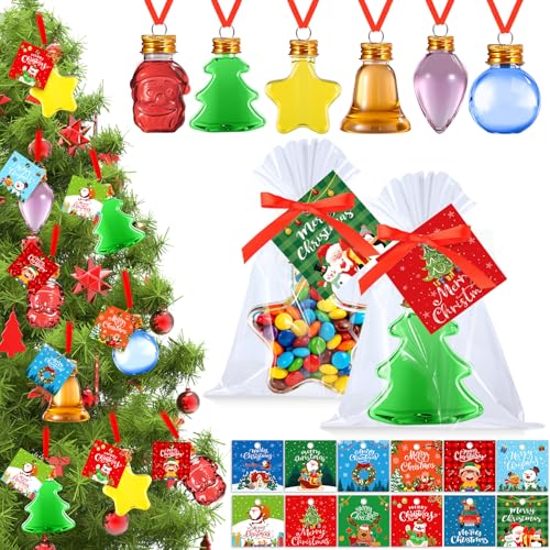Maxdot 24 Sets Christmas Fillable Bottles & Ornaments - Holiday Party Favors