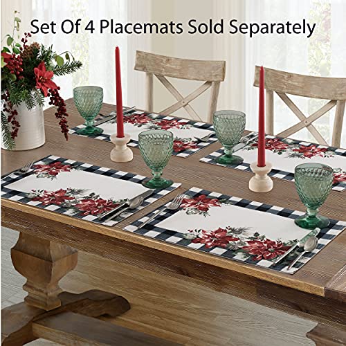 Newbridge Poinsettia Festivity Gingham Placemats Set of 4, Holiday Red