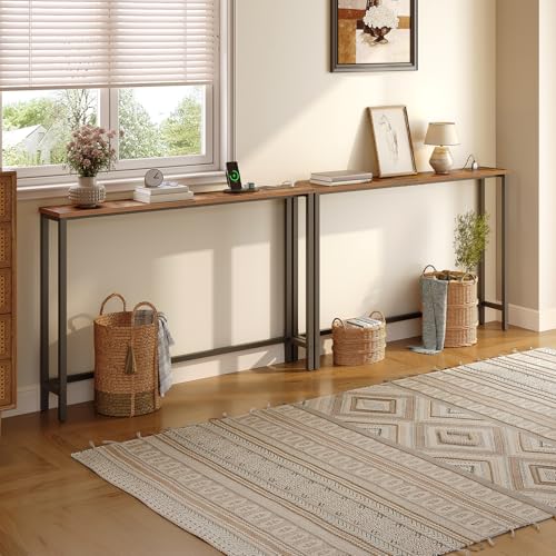 47-Inch Narrow Console Table with Power Outlet and USB Charging Station