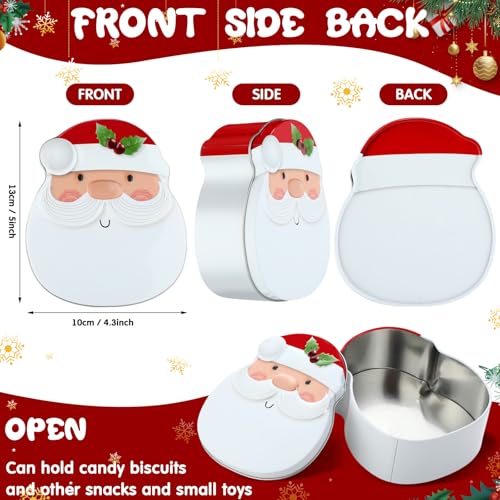 Hushee Classic Christmas Tin Box Cookie Containers Set - Santa Snowman Penguin Gingerbread - 8 Pcs Gift Candy Storage, 5x4.3x2 Inches