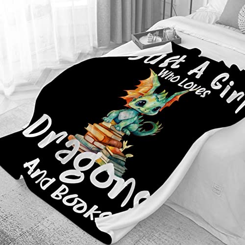 Just a Girl Who Loves Dragons and Books Throw Blanket 50x40 for Kid – Fleece Gift