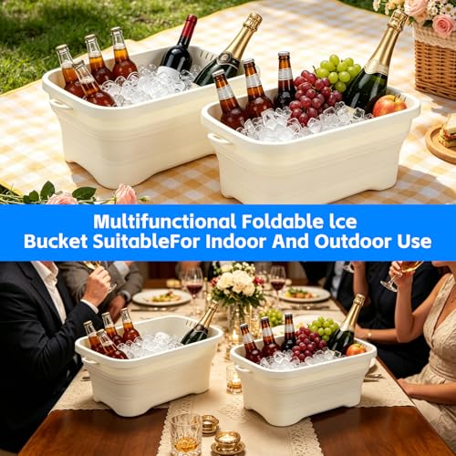 3 Pack Collapsible Ice Buckets for Parties & Drink Cooling - Space Saving Beer & Champagne Chiller