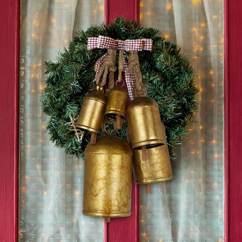 Fovths 5 PCS Christmas Bells Giant Vintage Cow Bells, 4+5+6+8+10 Inch