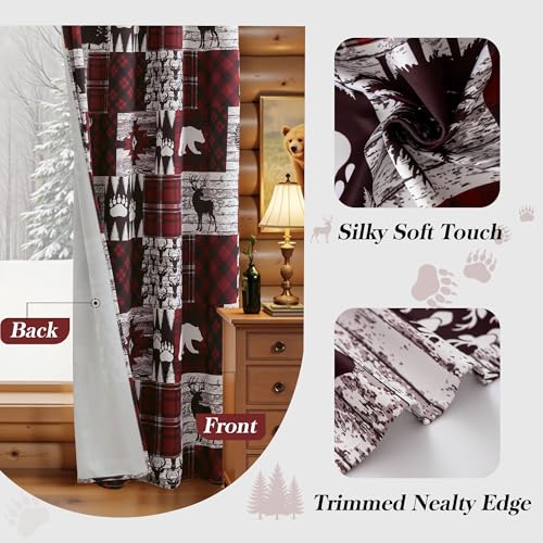 Red Rustic 2-Pane 52W x 96L Blackout Curtain Panels, Tritard