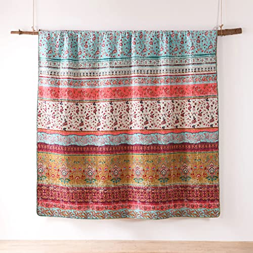 Boho Reversible Queen Quilt Set - 3-Piece Lightweight Bedspread