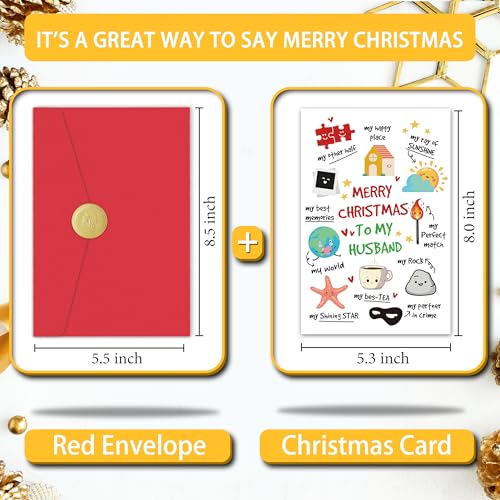 Husband Christmas Card 8x5 (8.07 x 5.3 inches) Cute Card for Husband - To My Best Memories My World My Rock - Sibling Variation Husband 01