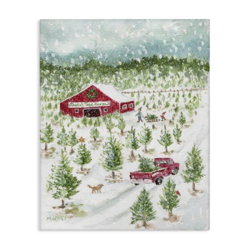 Snowy Christmas Tree Farm Canvas Wall Art - 24 x 30 Inches