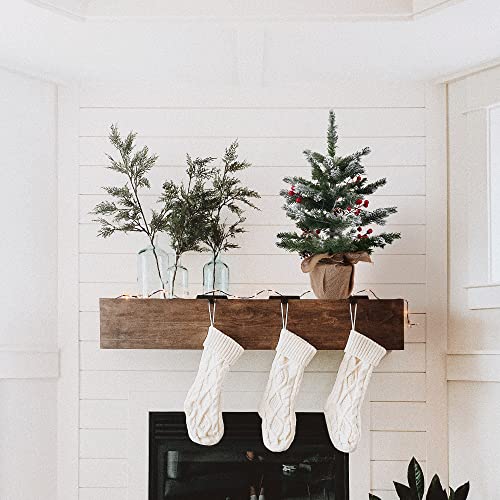 DECSPAS 2FT Pre-lit Snowy Mini Christmas Tree with 20 LED Lights, Red Berries & Pine Cones - Tabletop Holiday Decor