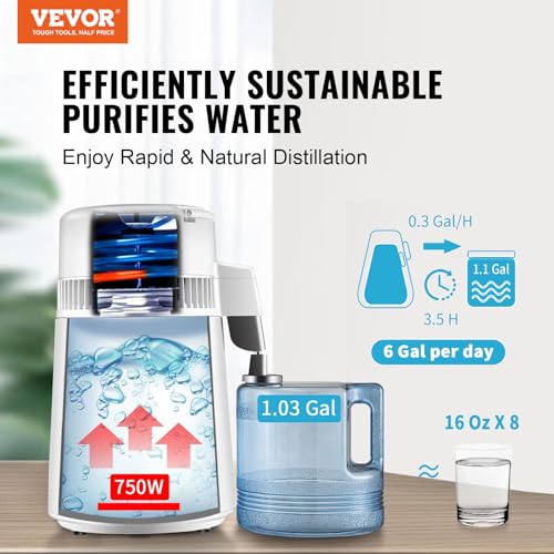 Countertop Water Distiller 1.1 Gallon (4L) - 750W Stainless Steel Machine