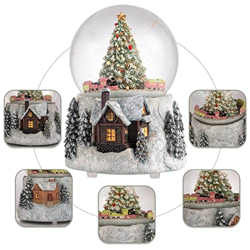 Automatic Revolving Train Musical Snow Globe with LED Lights - 4 Inch