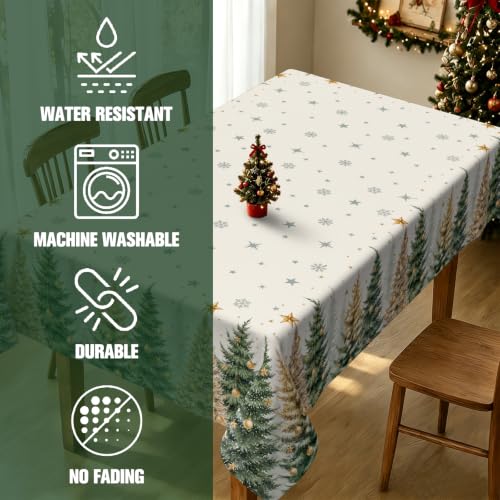 Christmas Tablecloth Tree Snowflake Rectangular 60x120 Inch Xmas Decor