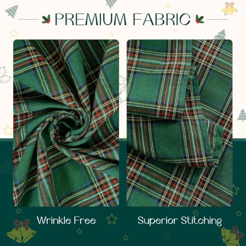 Romanstile Christmas Green Plaid Tablecloth with 6-Inch Ruffle, 60 x 120 inches