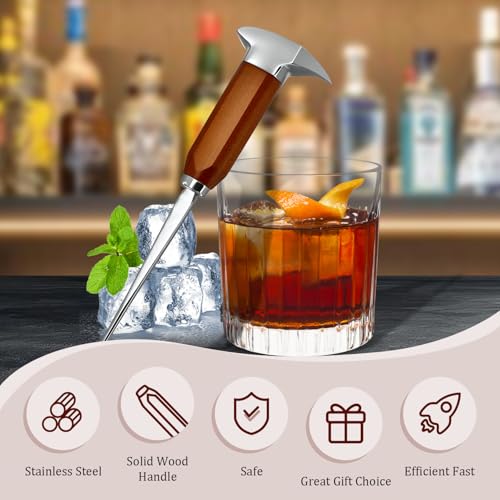 8.85-Inch Stainless Steel Ice Pick with Wooden Handle for Bar & Kitchen