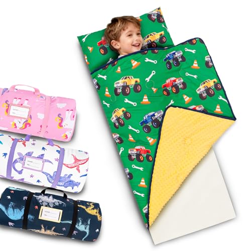 Toddler Nap Mat with Attached Pillow and Blanket for Daycare and Travel