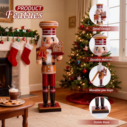 15-Inch Wooden Christmas Nutcracker Tabletop Decor for Shelf & Mantel