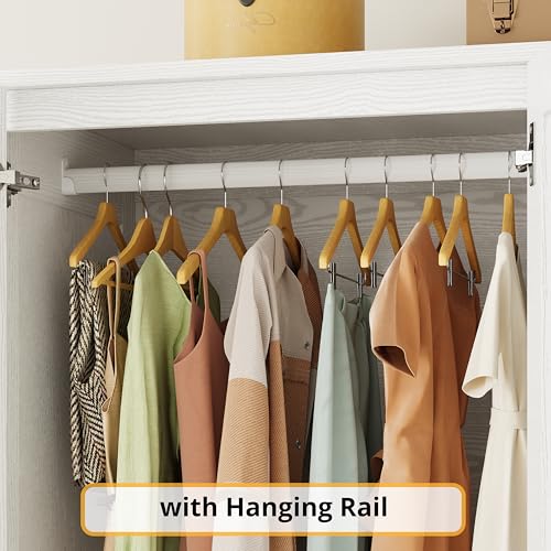 5-Door Bedroom Wardrobe Closet, 70-inch Wooden Storage Cabinet Organizer