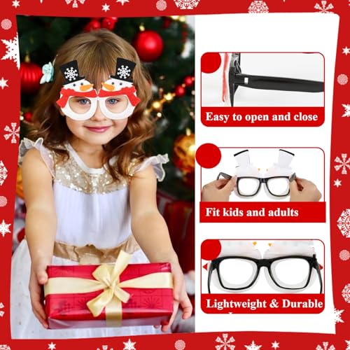 Christmas Glasses 12-Pack Festive Holiday Costume Eyewear for Parties & Photo Booths