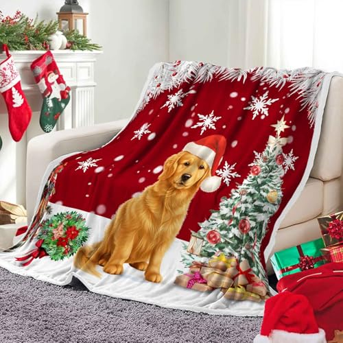 Red Christmas Throw Blanket 50x60in Soft Cozy Holiday Snowflakes Dog Decor