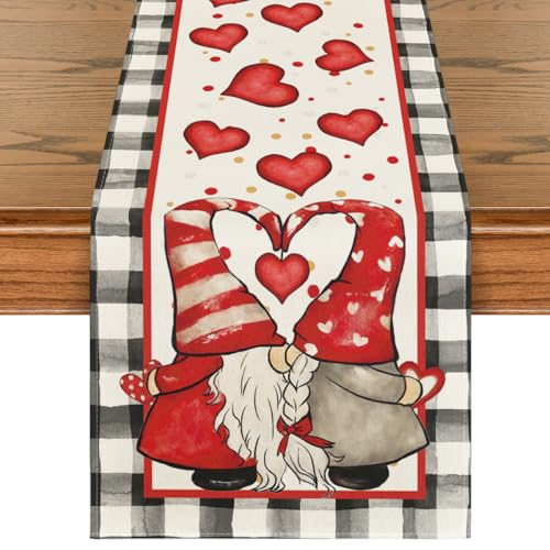 Artoid Mode Love Gnomes Valentine Table Runner 13x108 in - White