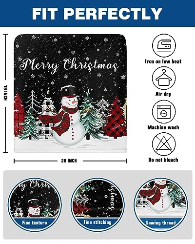 Set of 6 Black Snowman Christmas Chair Covers - Winter Snowflake Slipcovers for Dining Chairs