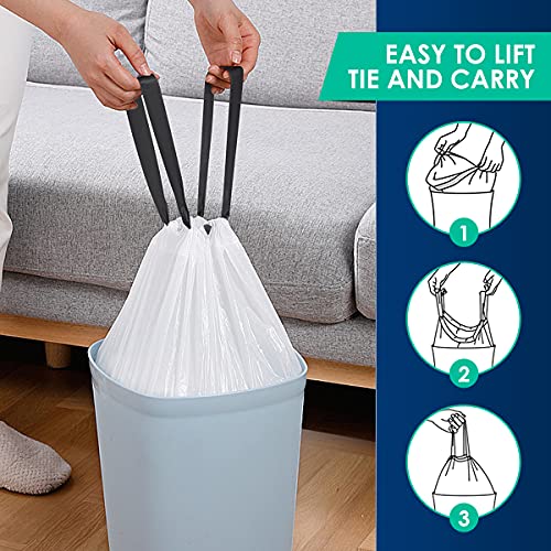1 Gallon Small Drawstring Trash Bags (100 Count) - White Waste Liners