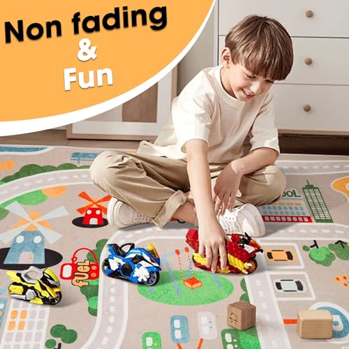 Kids City Road Play Rug - Educational Traffic Map Carpet, 32 x 47 Inch